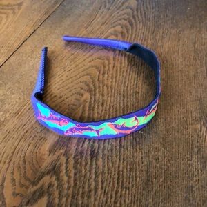 Croakies ~ Vintage 80’s neoprene Sunglasses strap ~ purple w neon sharks